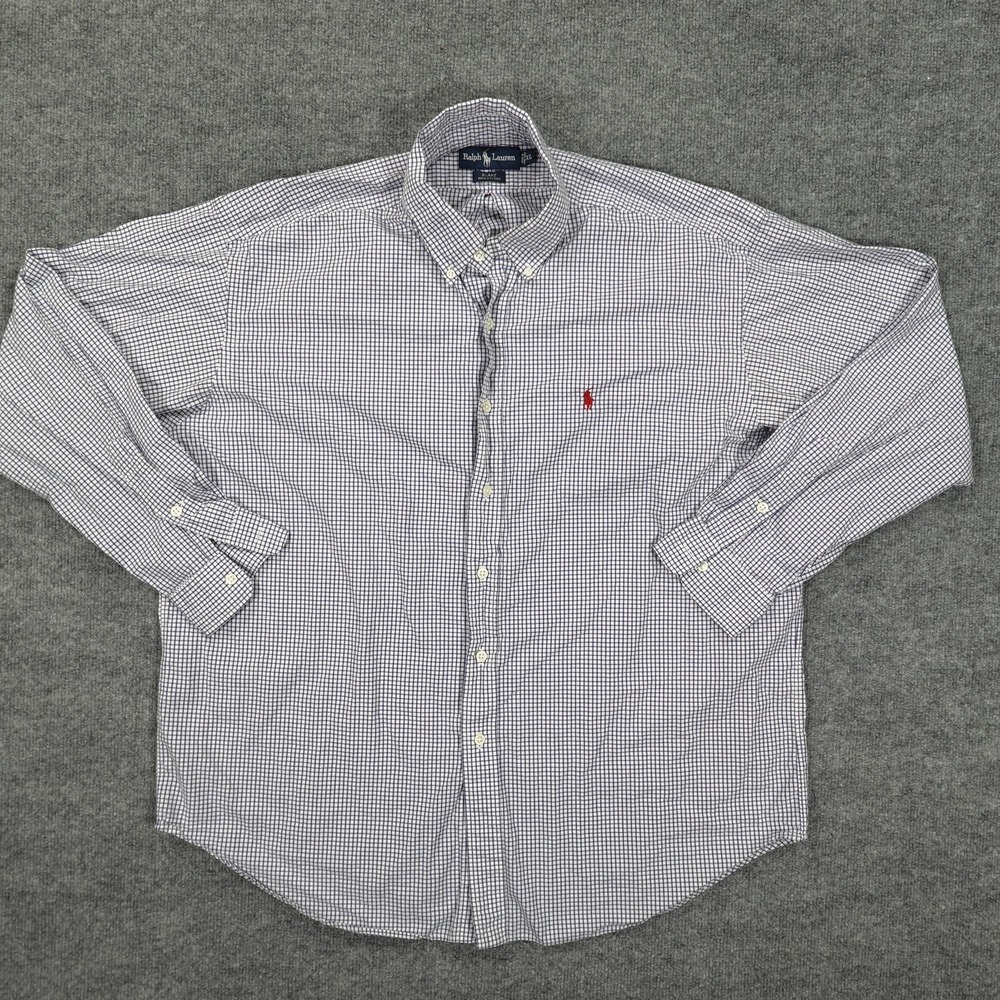 Ralph Lauren Shirt Mens XL Blue Check Blake Long Sleeve Button Down Pony